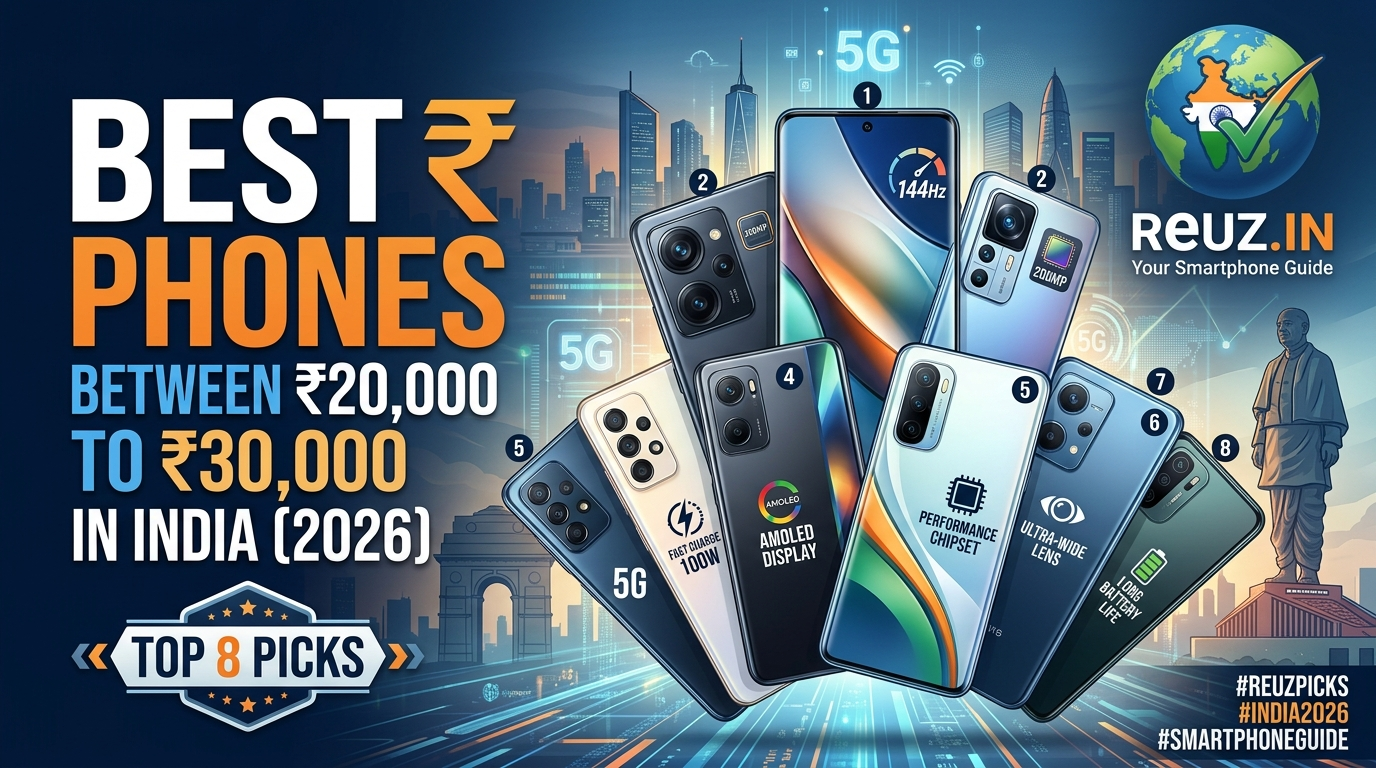 Best Phones Between ₹20,000 to ₹30,000 in India (2026) – Top 8 Picks | Reuz.in